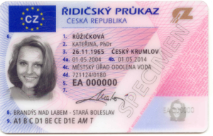 řidičský průkaz zepředu